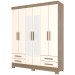 Guarda-Roupa Casal Tóquio 6 Portas 4 Gavetas com Espelho Rústico/Off White - Briz