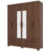 Guarda-Roupa Casal Tóquio 6 Portas 4 Gavetas com Espelho Castanho Hp - Briz
