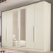Guarda-Roupa Casal Oslo 6 Portas 4 Gavetas 100% Mdf com Espelho Off White - Mademarques