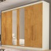 Guarda-Roupa Casal Oslo 6 Portas 4 Gavetas 100% Mdf com Espelho Off White/Peroba - Mademarques