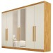 Guarda-Roupa Casal  Oslo 6 Portas 4 Gavetas 100% Mdf com Espelho Peroba/Off White - Mademarques