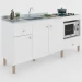 Balcão de Cozinha para Pia 3 Portas 2 Gavetas Espaço para Forno e Cooktop Itália Branco - Panorama Móveis