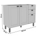 Balcão de Cozinha para Pia 2 Portas 3 Gavetas Branco Fosco 1532 - Genialflex