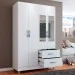 Guarda-Roupa Solteiro Galápagos 4 Portas 2 Gavetas com Espelho Branco - Pnr Móveis