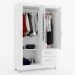 Guarda-Roupa Solteiro Galápagos 4 Portas 2 Gavetas com Espelho Branco - Pnr Móveis