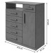 Cômoda da Vinci 1 Porta 6 Gavetas Amêndoa Clean - Móveis Lopas