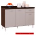 Balcão de Cozinha para Pia 3 Portas 1 Gaveta Chocolate/Off White A434 - Poquema