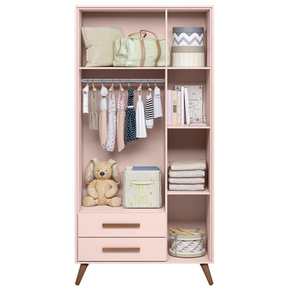 Guarda-Roupa de Bebê Encanto 3 Portas 2 Gavetas Rosa - Qmovi