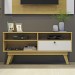 Rack para TV Até 50 Polegadas Huston 1 Porta Cinamomo/Off White - Valdemóveis