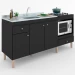 Balcão de Cozinha para Pia 3 Portas 2 Gavetas Espaço para Forno e Cooktop Itália Preto - Panorama Móveis