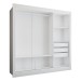 Guarda-Roupa Casal Flórida 3 Portas de Correr 3 Gavetas com Espelho Branco Fosco - Panorama Móveis