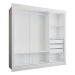 Guarda-Roupa Casal Flórida 3 Portas de Correr 3 Gavetas com Espelho Branco Fosco - Panorama Móveis