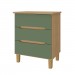 Mesa de Cabeceira Logan 3 Gavetas 100% Mdf Olmo Italiano/Verde - Mambel