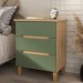 Mesa de Cabeceira Logan 3 Gavetas 100% Mdf Olmo Italiano/Verde - Mambel