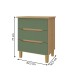 Mesa de Cabeceira Logan 3 Gavetas 100% Mdf Olmo Italiano/Verde - Mambel