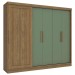 Guarda-Roupa Casal 5 Portas 4 Gavetas Nogueira/Verde Oliva N564 - Kappesberg