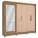 Guarda-Roupa Casal 5 Portas 4 Gavetas com Espelho Nogueira/Macadamia Cb01n564 - Kappesberg