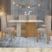 Mesa de Jantar 6 Lugares Astrid 100% Mdf Amêndoa Clean/Off White/Veludo Creme 74884.118 - Móveis Lopas