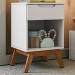 Mesa de Cabeceira Alpi 1 Gaveta Branco - Olivar Móveis