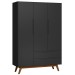 Guarda-Roupa Solteiro Alpi 3 Portas 2 Gavetas Preto - Olivar Móveis