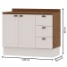 Balcão de Cozinha para Pia Provençal 2 Portas 3 Gavetas Ebano Fosco Branco - Genialflex