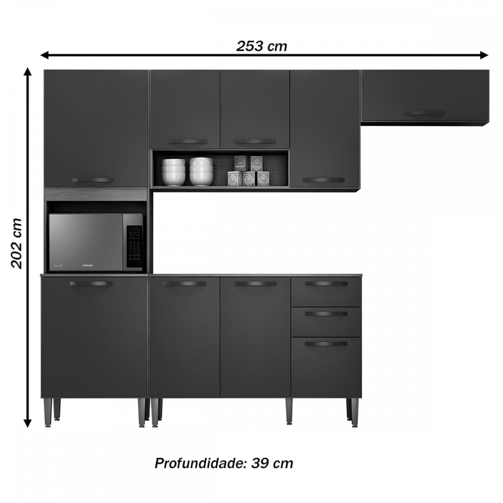 Cozinha Compacta Maísa 9 Portas 2 Gavetas Cinamomo/Off White - Chf Móveis