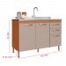 Balcão de Cozinha para Pia 120 Cm 3 Portas 2 Gavetas Freijó/Camurça 6176.2 - Indékes