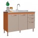 Balcão de Cozinha para Pia 120 Cm 3 Portas 2 Gavetas Freijó/Camurça 6176.2 - Indékes