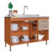 Balcão de Cozinha para Pia 120 Cm 3 Portas 2 Gavetas Freijó/Camurça 6176.2 - Indékes