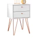 Mesa de Cabeceira Bled 2 Gavetas Branco - Olivar Móveis