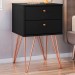Mesa de Cabeceira Bled 2 Gavetas Preto - Olivar Móveis