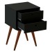 Mesa de Cabeceira 2 Gavetas Preto 10274 - Olivar Móveis