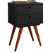 Mesa de Cabeceira 2 Gavetas Preto 10274 - Olivar Móveis