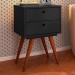 Mesa de Cabeceira 2 Gavetas Preto 10274 - Olivar Móveis