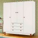 Guarda-Roupa Casal 4 Portas 3 Gavetas Branco 12190 - Olivar Móveis