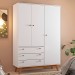 Guarda-Roupa Solteiro Versalhes 3 Portas 3 Gavetas Branco - Olivar Móveis