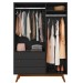 Guarda-Roupa Solteiro Versalhes 3 Portas 3 Gavetas Preto - Olivar Móveis