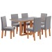 Mesa de Jantar 6 Lugares Belinda com Vidro Mel/Veludo Cinza/Grafite - Viero Móveis