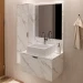 Armário de Banheiro com Cuba 2 Portas Mármore Branco Bn3629 - Tecno Mobili