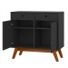 Aparador Windsor 90 2 Portas 2 Gavetas Preto - Olivar Móveis