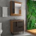 Armário de Banheiro 80 Cm 3 Portas 1 Gaveta com Cuba Grafite/Mel 001201 - Ozini Móveis