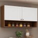 Armário Aéreo Cozinha 2 Portas Ebano Fosco/Branco 1301p - Genialflex
