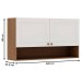 Armário Aéreo Cozinha 2 Portas Ebano Fosco/Branco 1301p - Genialflex