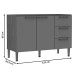 Balcão de Cozinha para Pia 2 Portas 3 Gavetas Ebano Fosco/Off White Fosco 1314m - Genialflex
