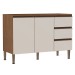 Balcão de Cozinha para Pia 2 Portas 3 Gavetas Ebano Fosco/Off White Fosco 1314m - Genialflex