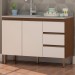 Balcão de Cozinha para Pia 2 Portas 3 Gavetas Ebano Fosco/Off White Fosco 1314m - Genialflex