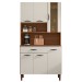 Armário de Cozinha Golden 6 Portas 1 Gaveta com Vidro Nogueira/Off White - Kits Paraná