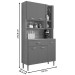 Armário de Cozinha Golden 6 Portas 1 Gaveta com Vidro Nogueira/Off White - Kits Paraná