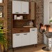 Armário de Cozinha Golden 6 Portas 1 Gaveta com Vidro Ripado 3d Nogueira/Off White - Kits Paraná