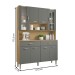 Armário de Cozinha Golden 8 Portas 2 Gavetas com Vidro Freijó/Gris - Kits Paraná